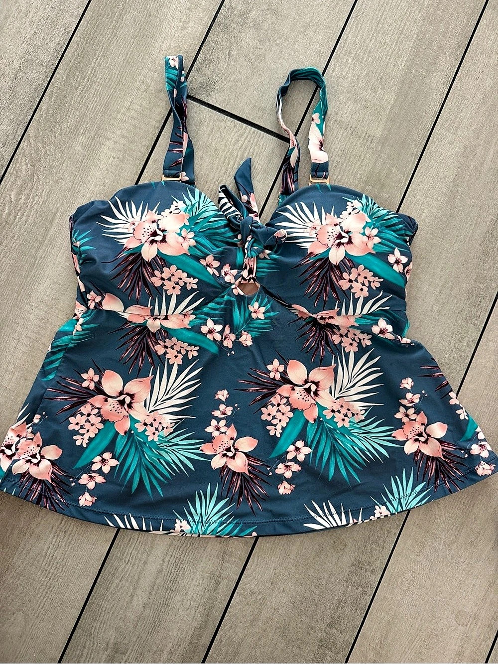 Avenue Floral Swim One Piece in Blue & Pink Size 14W Like New